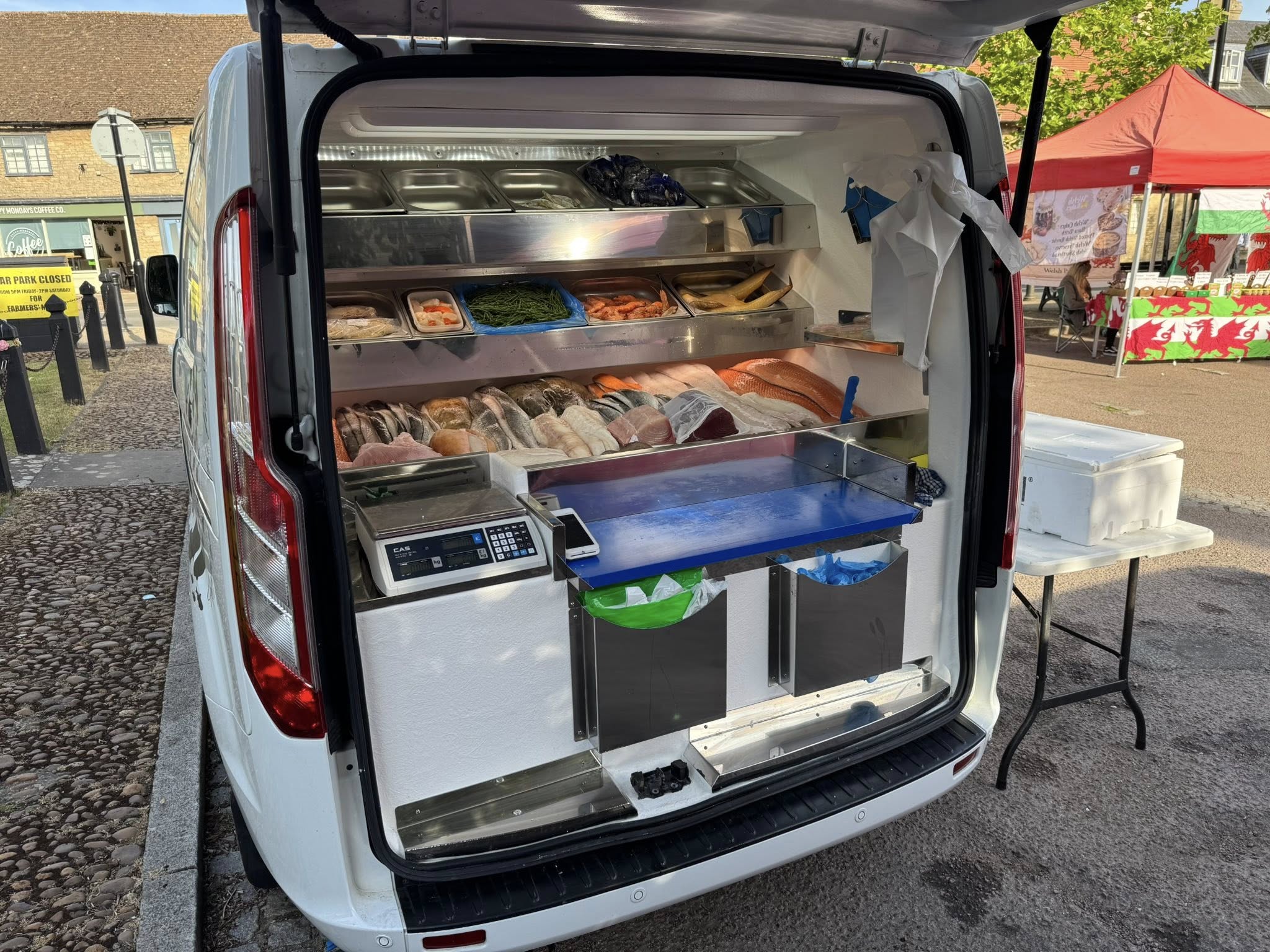 Fish van open with fresh stock